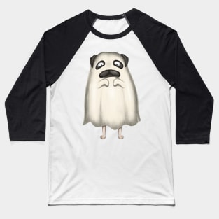 Cute Pug In Ghost Costume Baseball T-Shirt